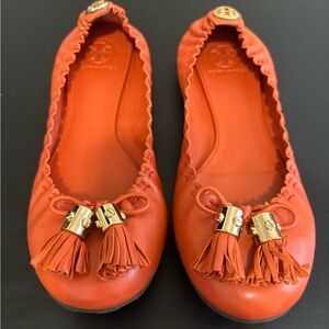 Tory Burch Orange Tassel Flats
